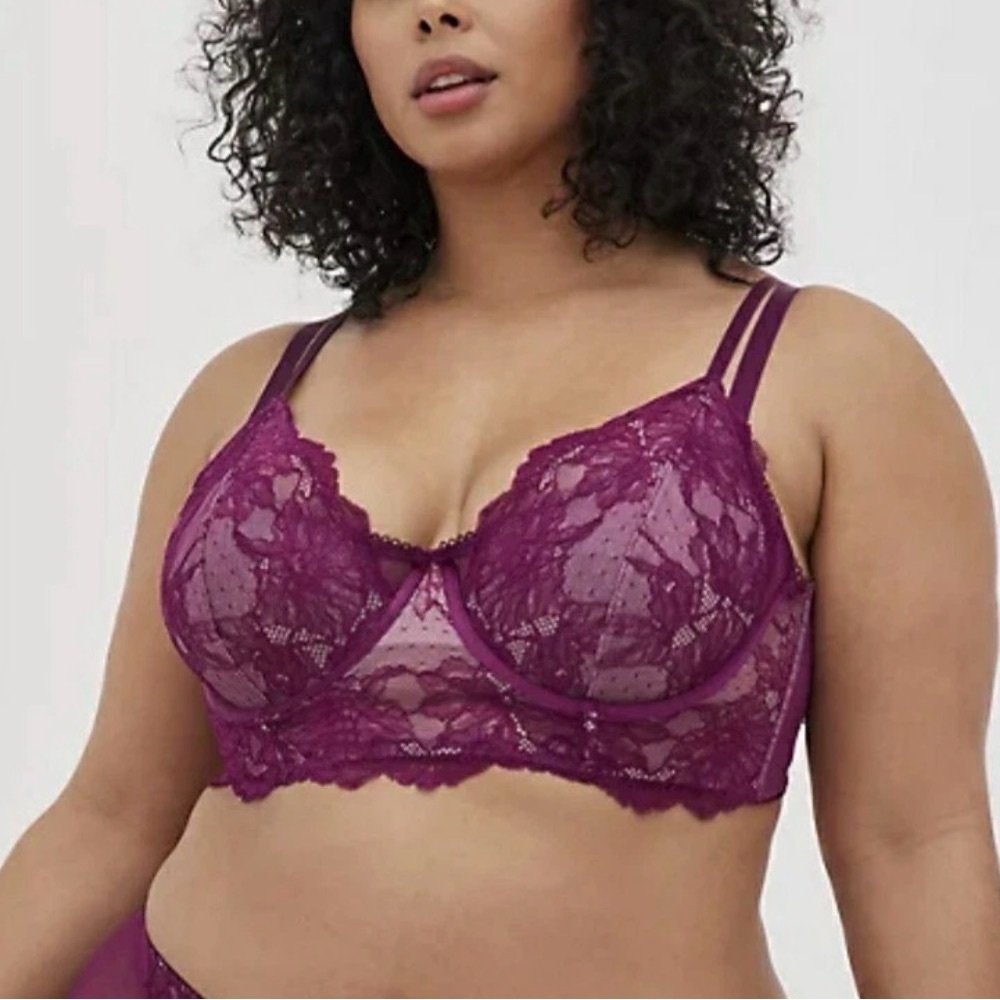 Lace Underwire Bra - Purple